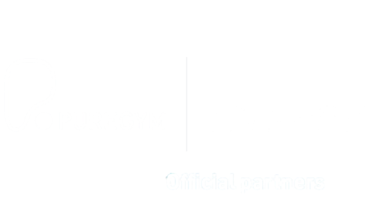 PureGym and FitProX logos with an outline of a yoga mat or exercise mat, indicating a partnership in fitness.