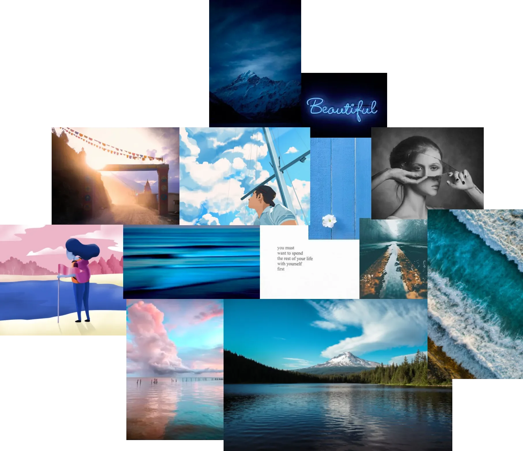 Moodboard d'une application mobile de bien être