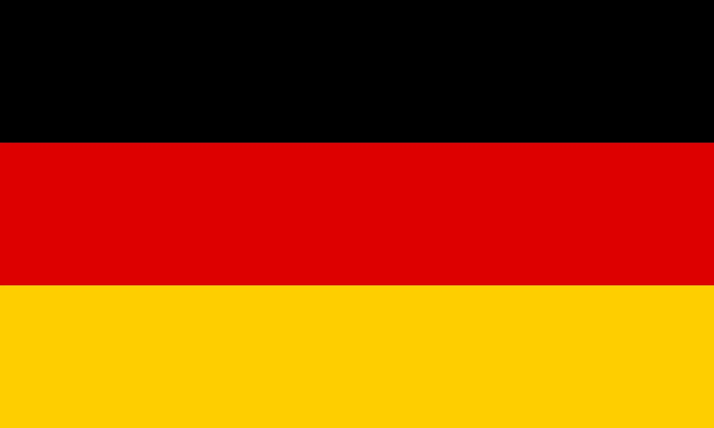 German flag with black, red, and yellow horizontal stripes.