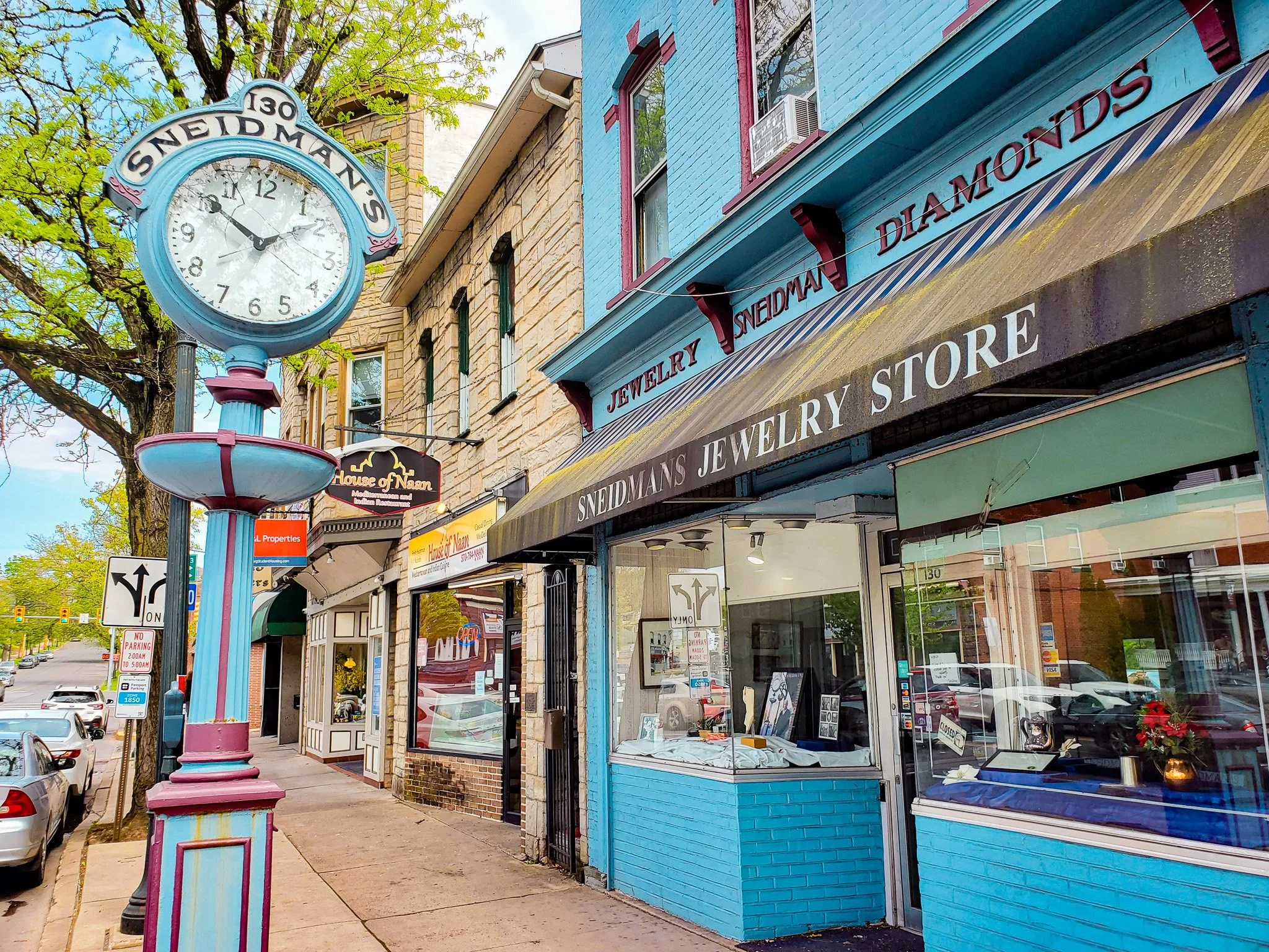 Sneidmans store and clock Bloomsburg PA.jpg