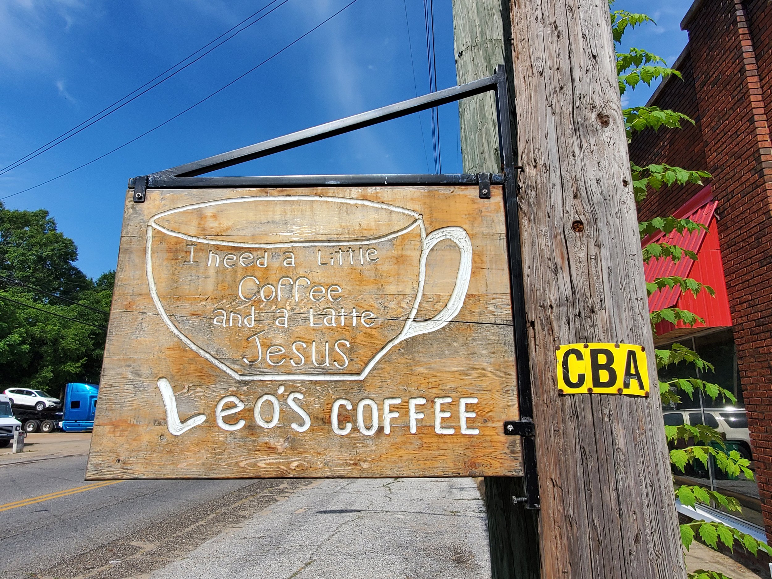 Leo's Coffee Shop sign