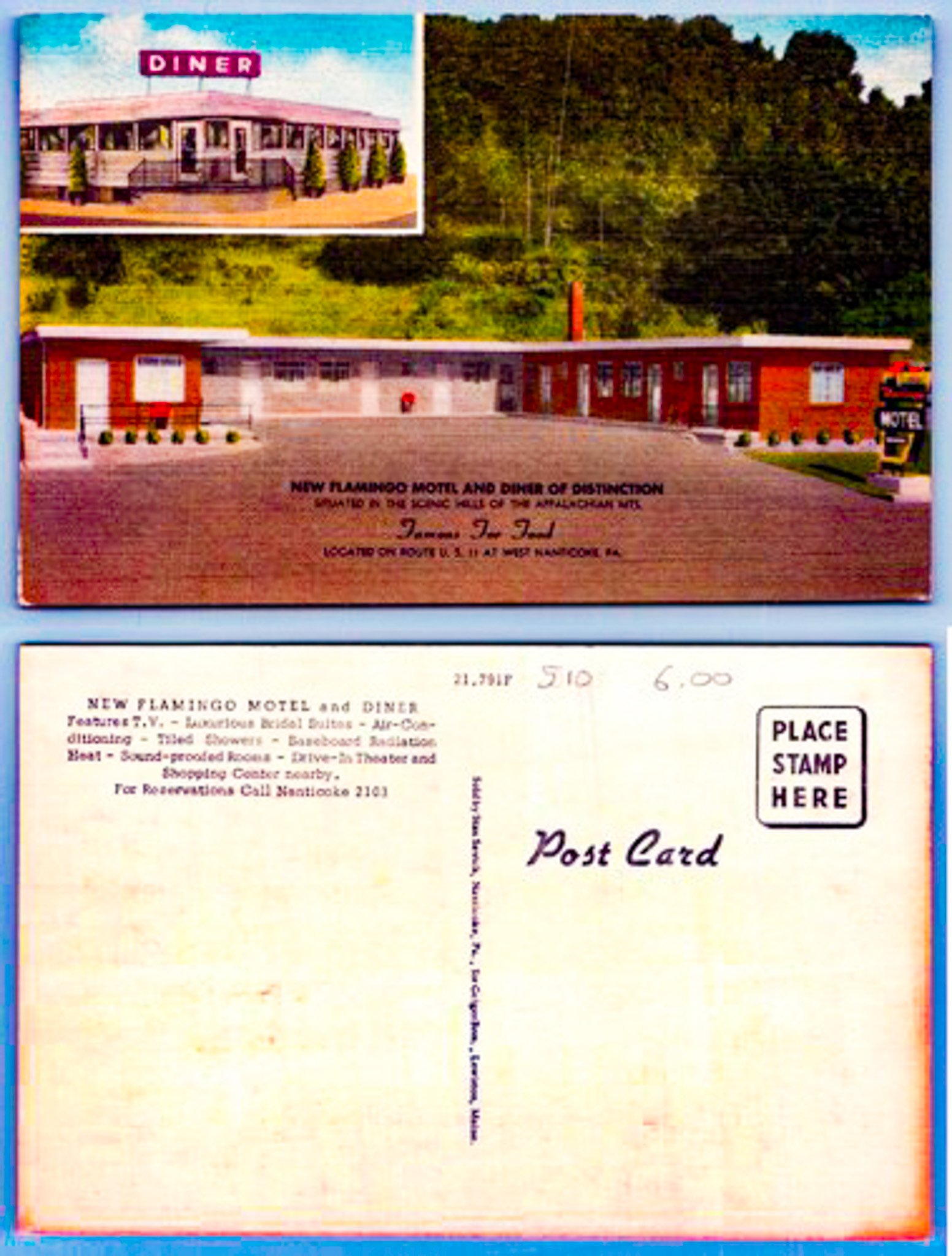 Flamingo Motel postcard West Nanticoke PA.jpg