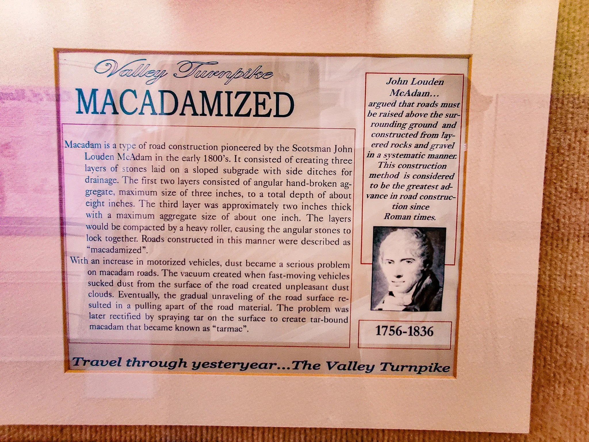 Valley Turnpike Museum macadamized sign Harrisonburg VA.jpg