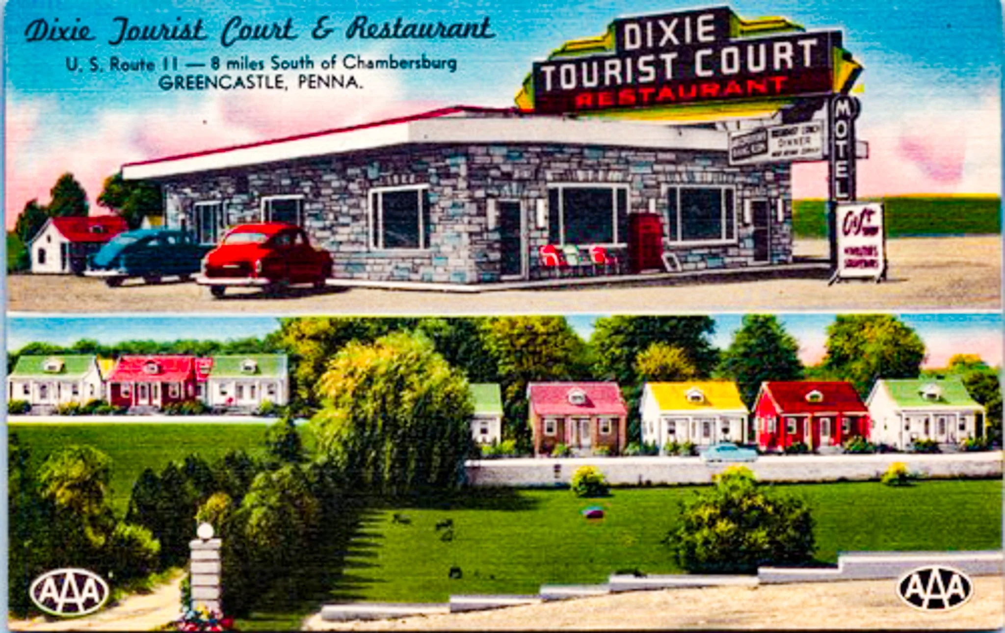 Dixie Tourist Court postcard Greencastle PA.jpg