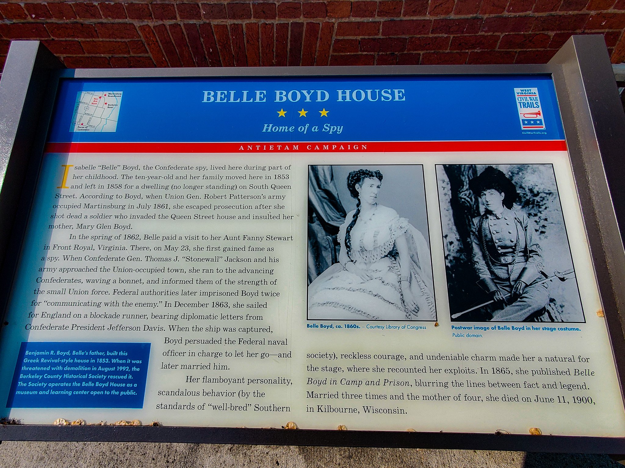 Belle Boyd house sign Martinsburg WV.jpg