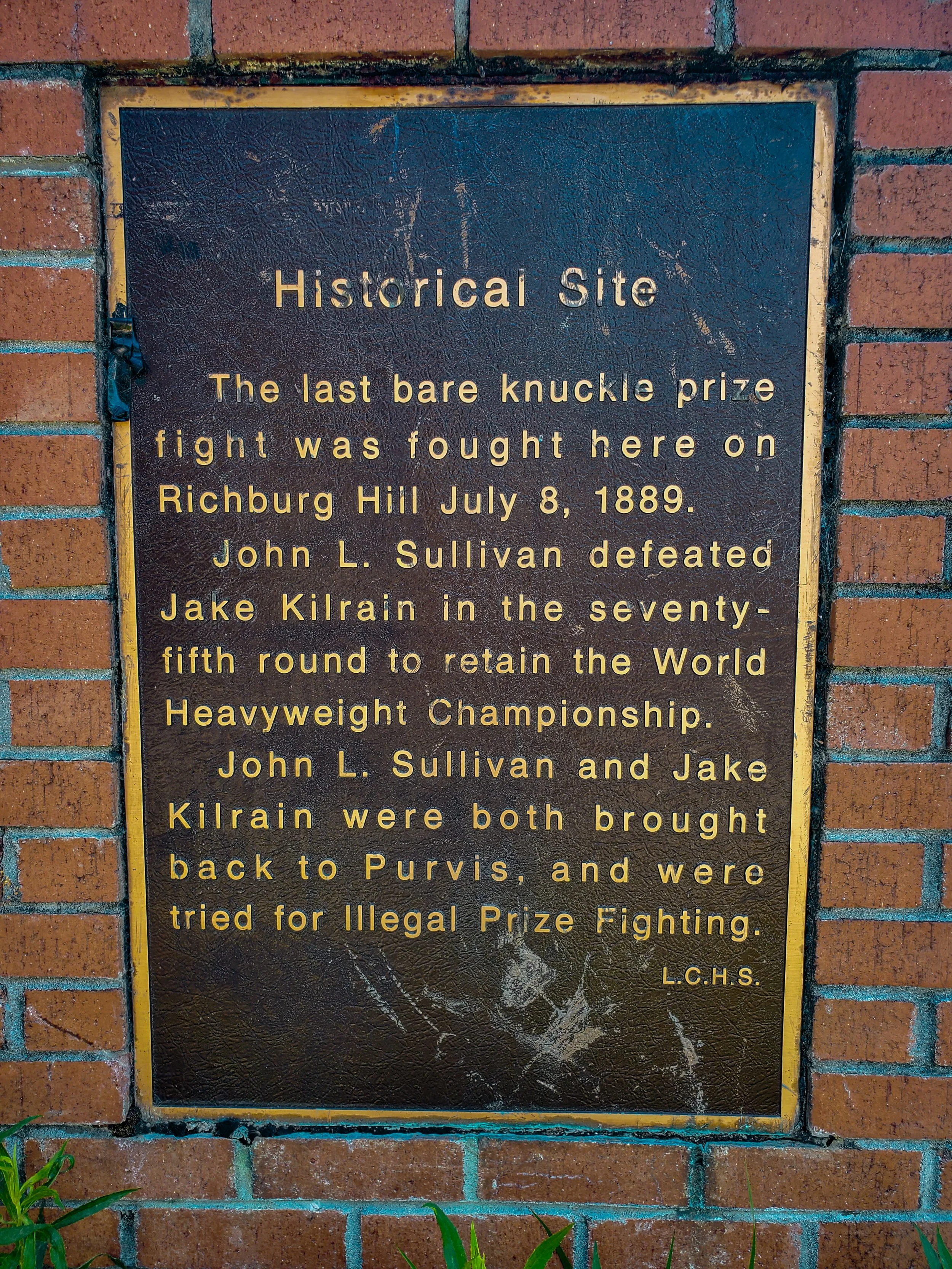 Sullivan Kilrain Plaque
