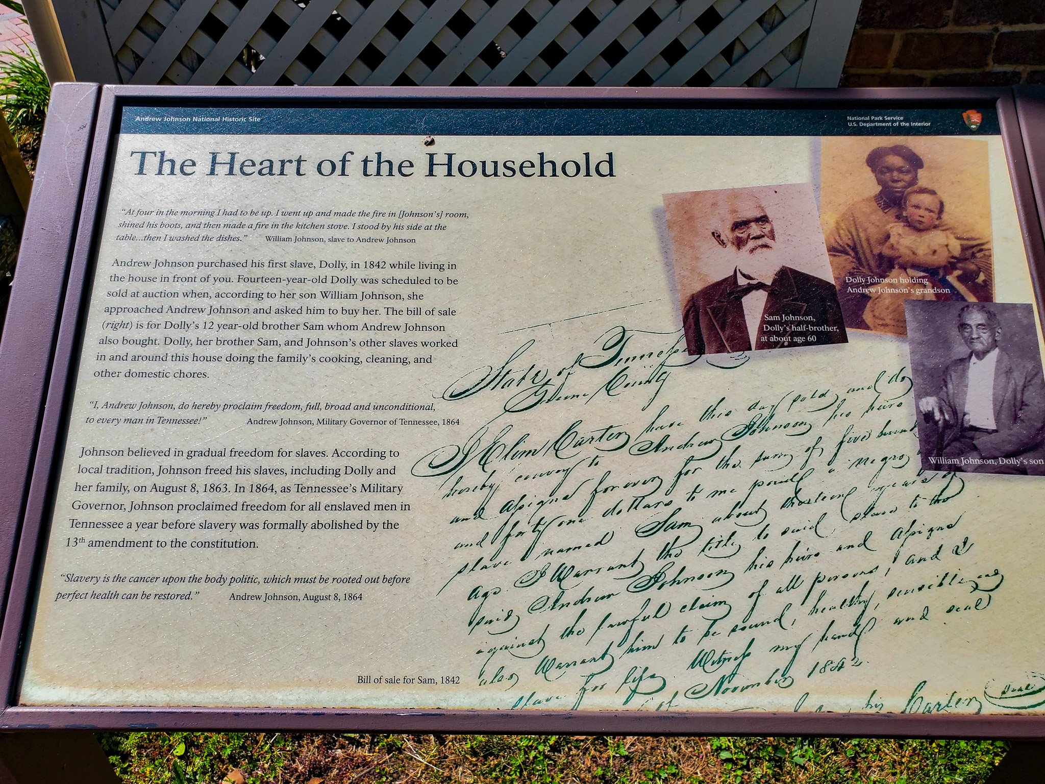 Andrew Johnson early home sign  Greeneville TN.jpg