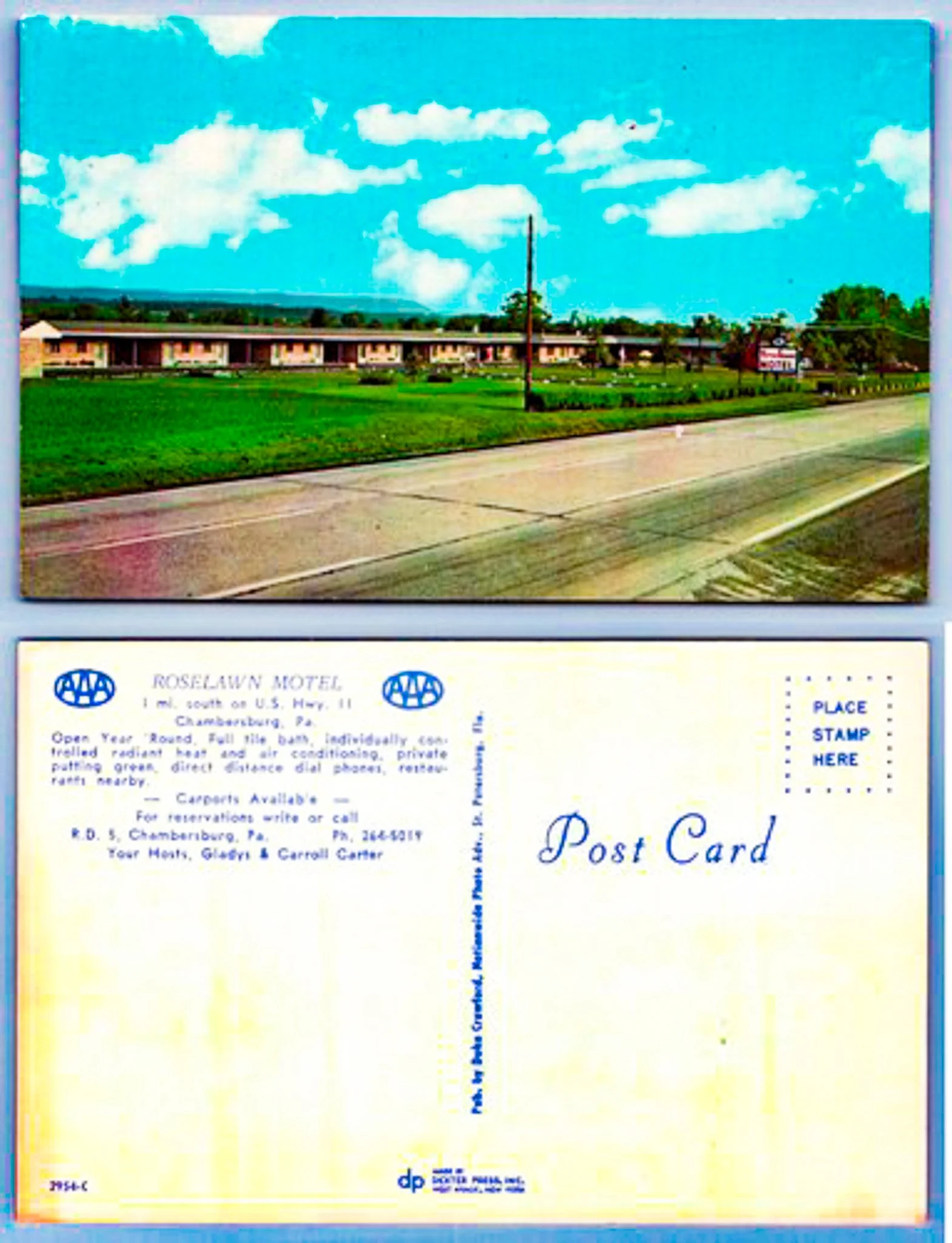 Roselawn Motel postcard Chambersburg PA.jpg