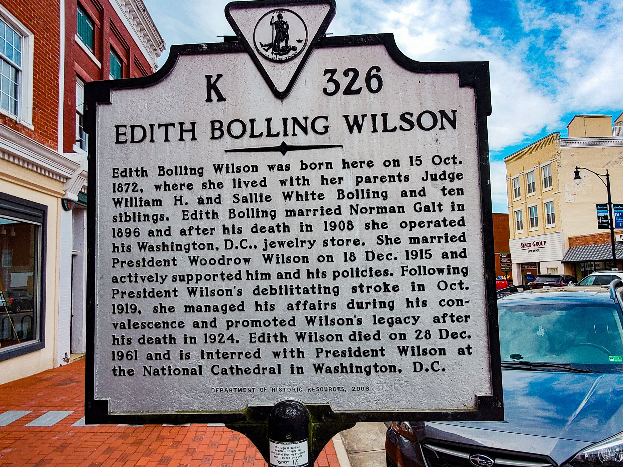 Edith Bolling Wilson sign Wytheville VA.jpg
