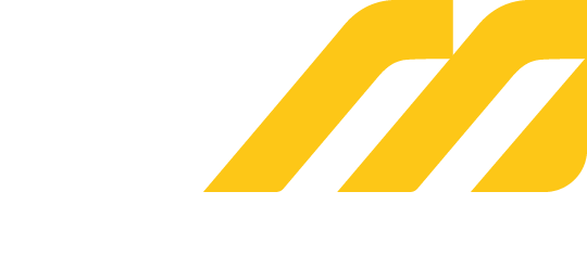 Une illustration du logo de Transports Guérineau, avec des lettres stylisées G en blanc et M en jaune.