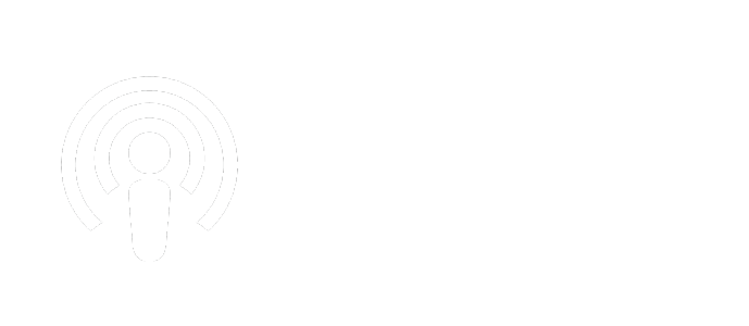 Apple Podcasts logo with text 'Listen on Apple Podcasts' on a black background.