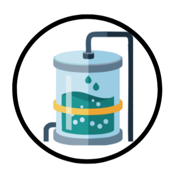 A water well holding tank.