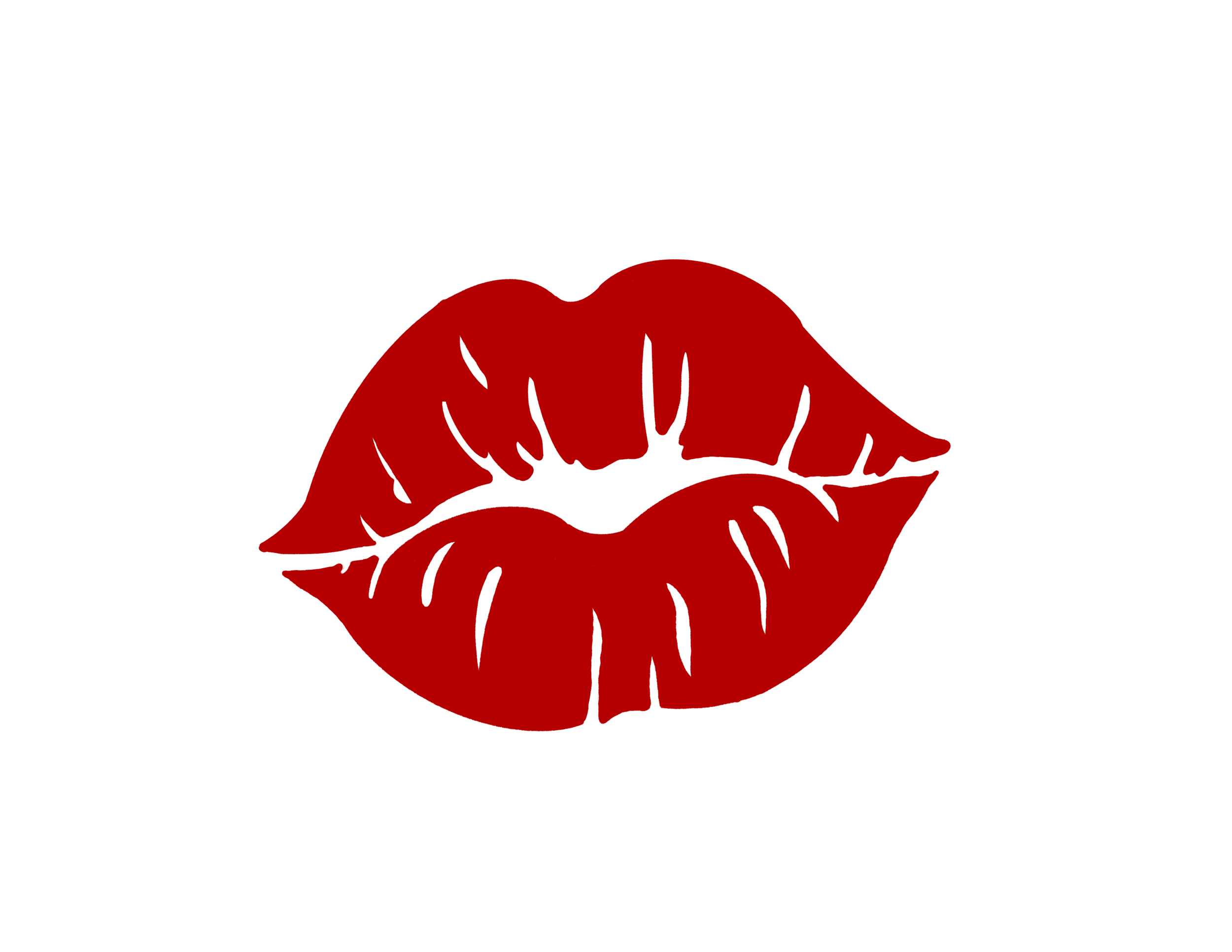 Red lipstick kiss mark on black background.