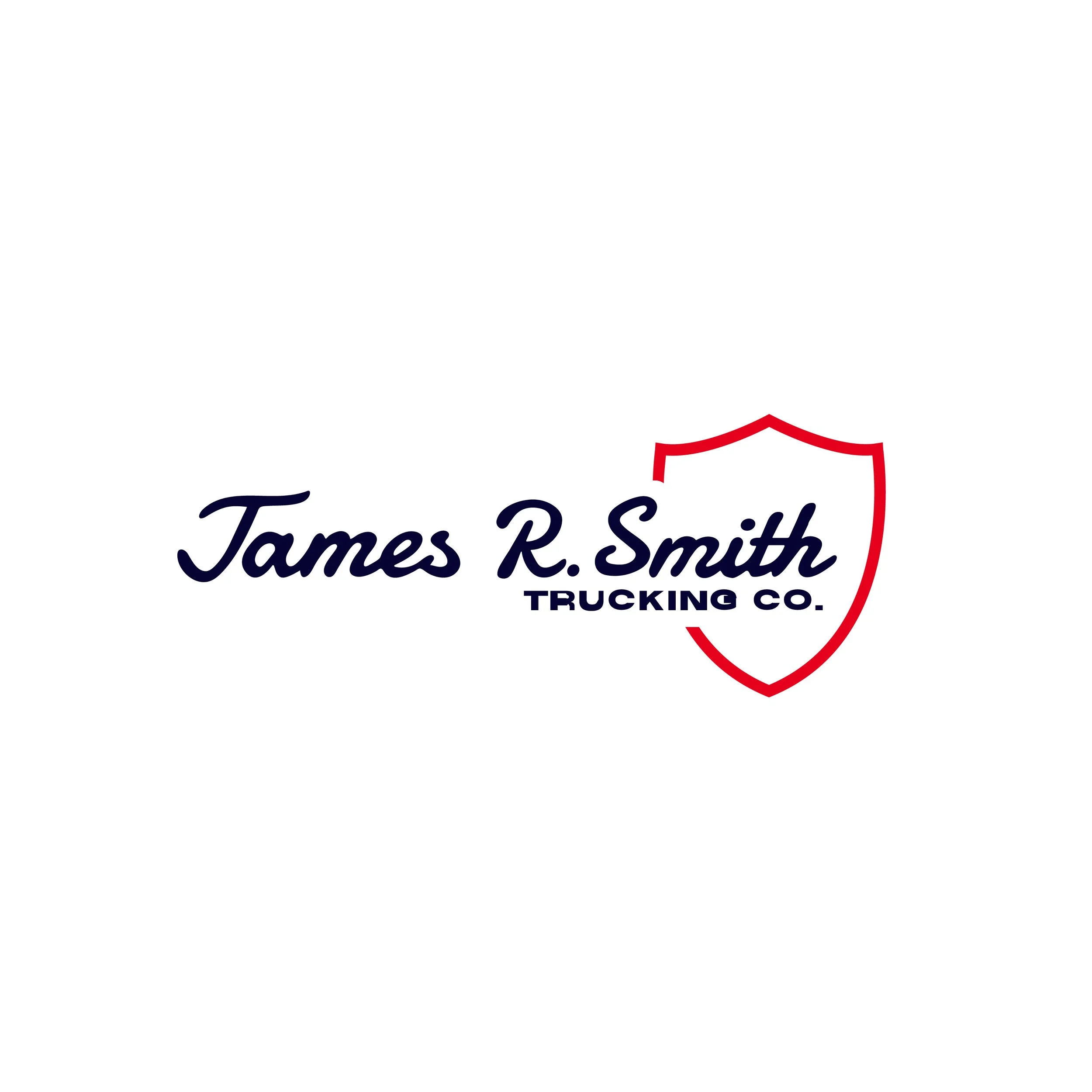 Logo of James R. Smith Trucking Co. with a red shield outline.