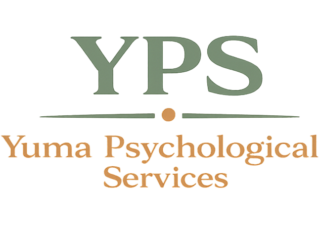 logo for Yuma Psychological Services featuring the acronym 'YPS' in large green letters and the full name in smaller gold lettering underneath.