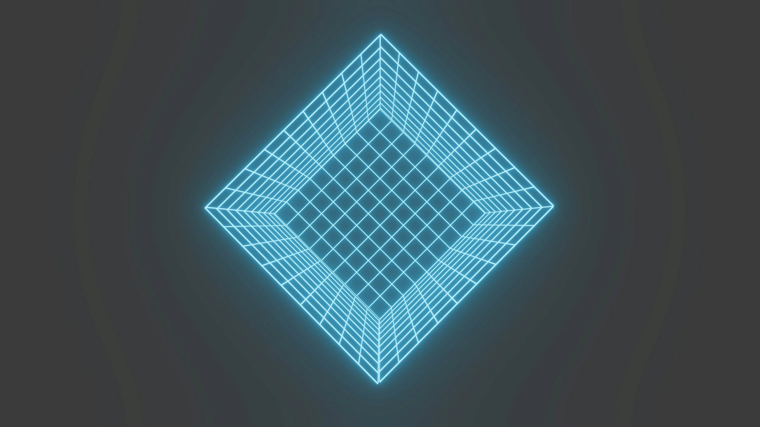 Geometric drawing of an outline square with sections divided by vertical, horizontal, and diagonal lines.