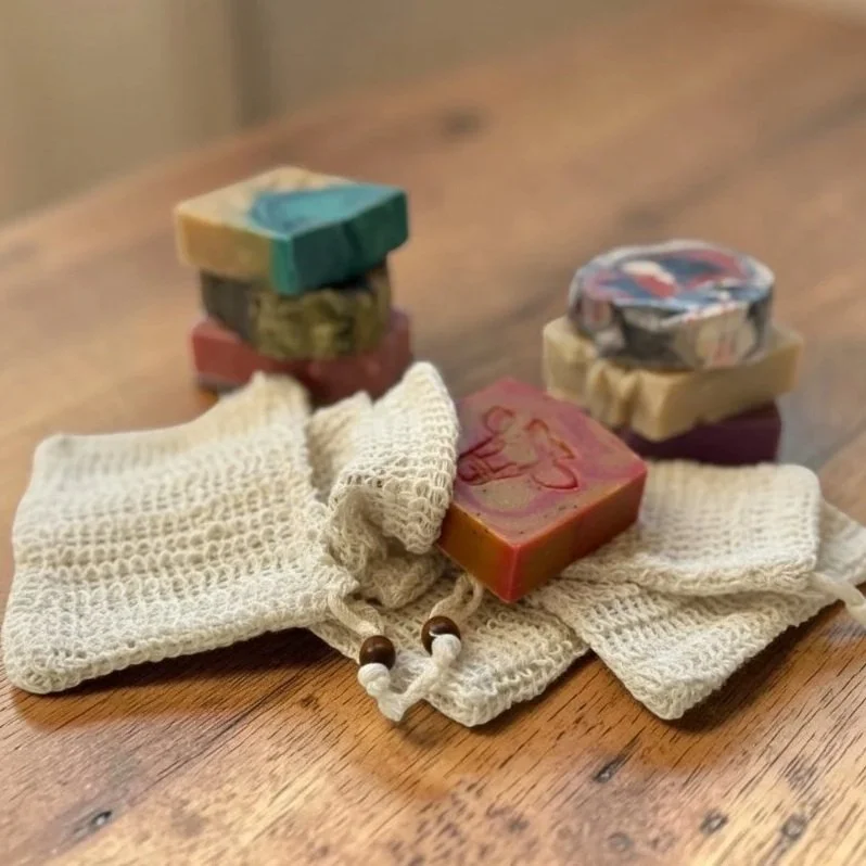 Cotton mesh soap saver bag for handmade soap bars — Jersey Girl Soap