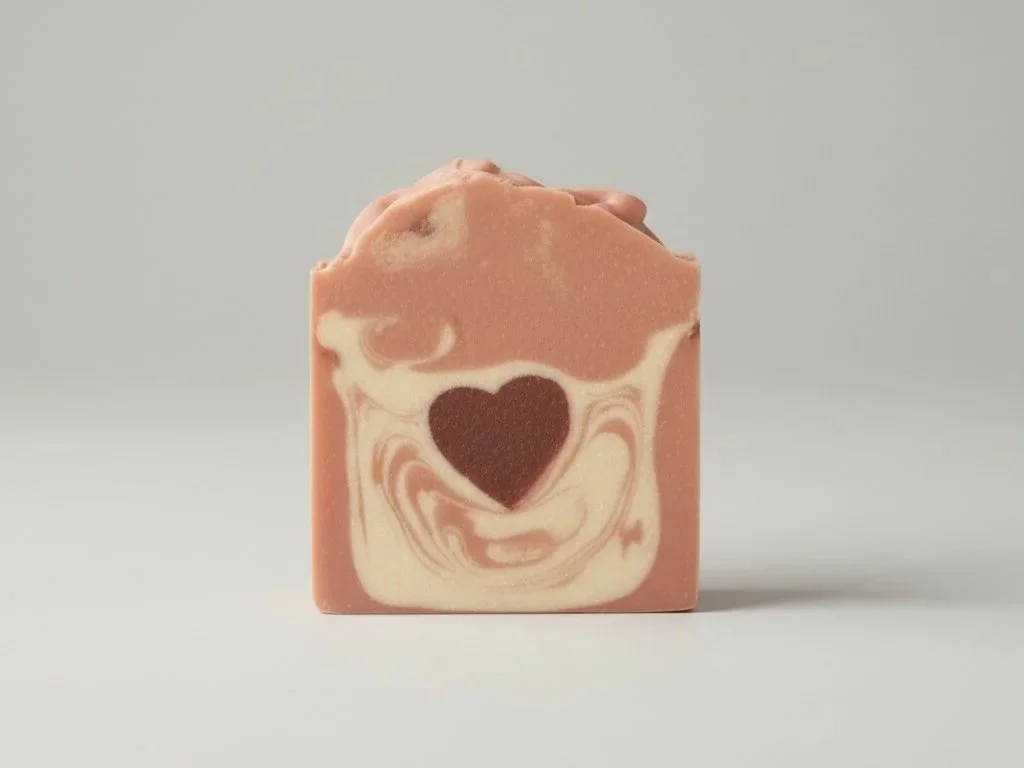 Strawberries and Cream handmade soap bar — raw Jersey milk, tallow, and honey - bar on white background