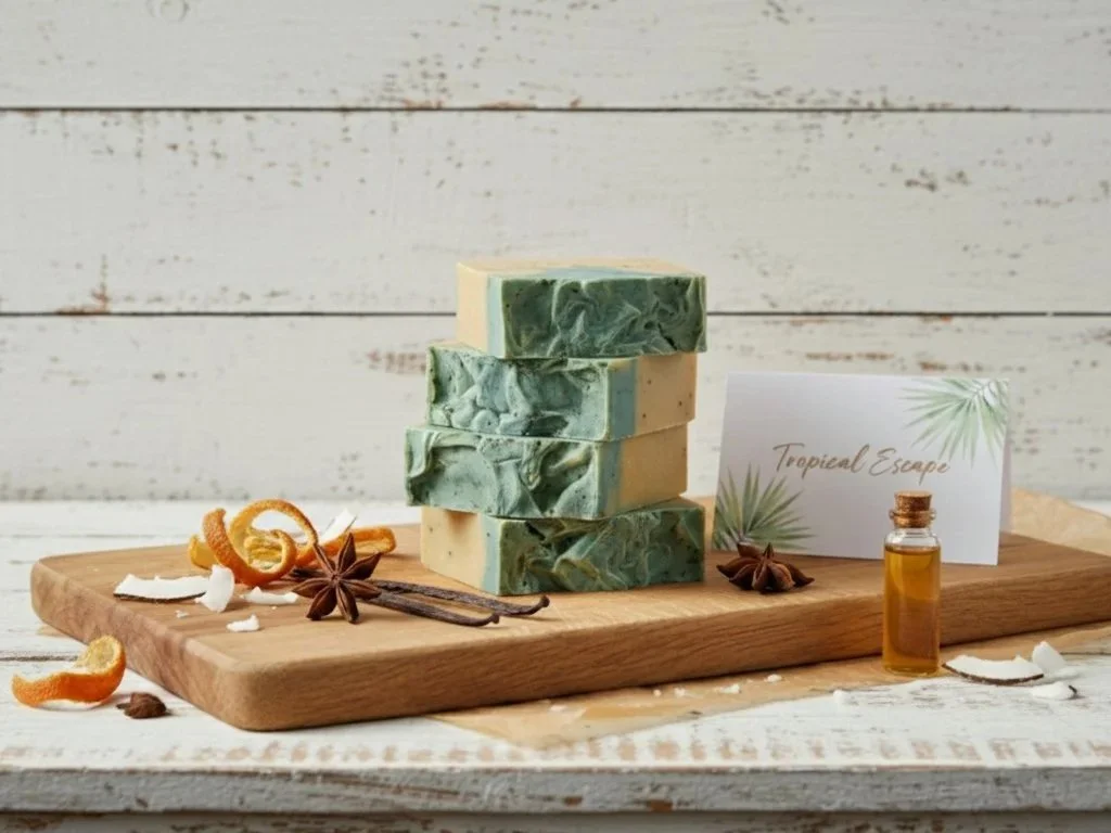 Jamaica Me Crazy soap bar -  staged with tropical scents