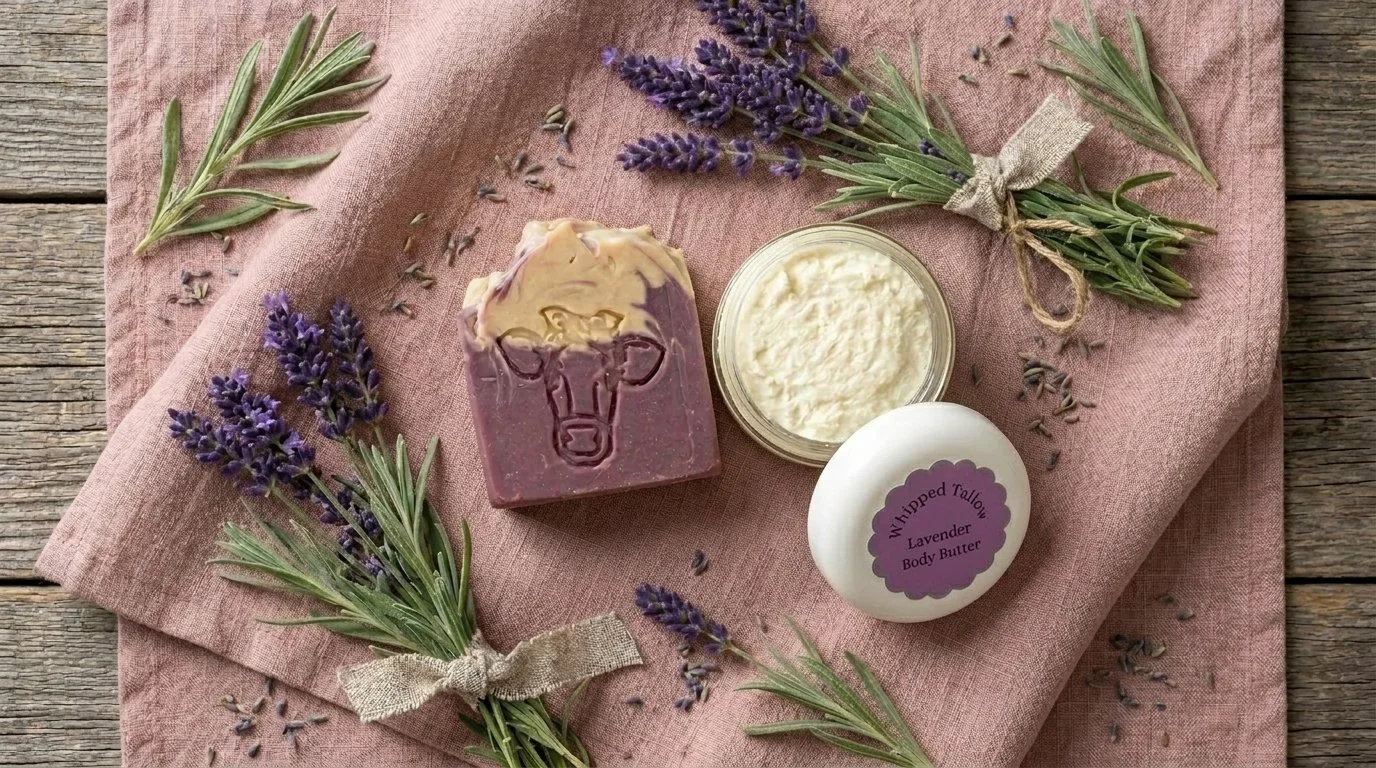 Lavender Duo Gift Set by Jersey Girl Soap — lavender milk soap and whipped lavender tallow body butter
