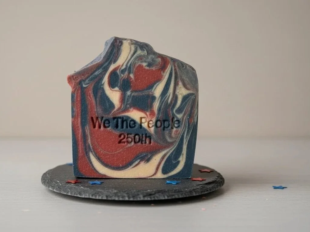 We The People 250th anniversary handmade soap bar — limited edition, raw Jersey milk and tallow
