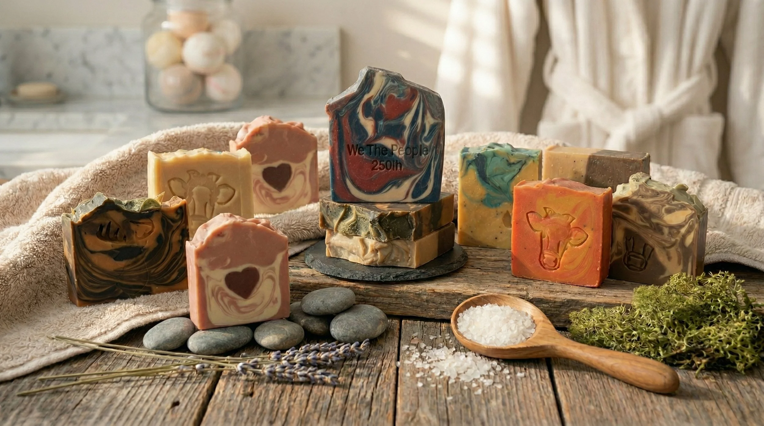 Handmade Jersey Girl Soap bars,     crafted with raw Jersey cow milk, beef tallow, and honey