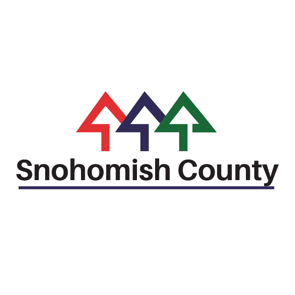 Snohomish County logo with three stylized trees in red, purple, and green above the text 'Snohomish County'.