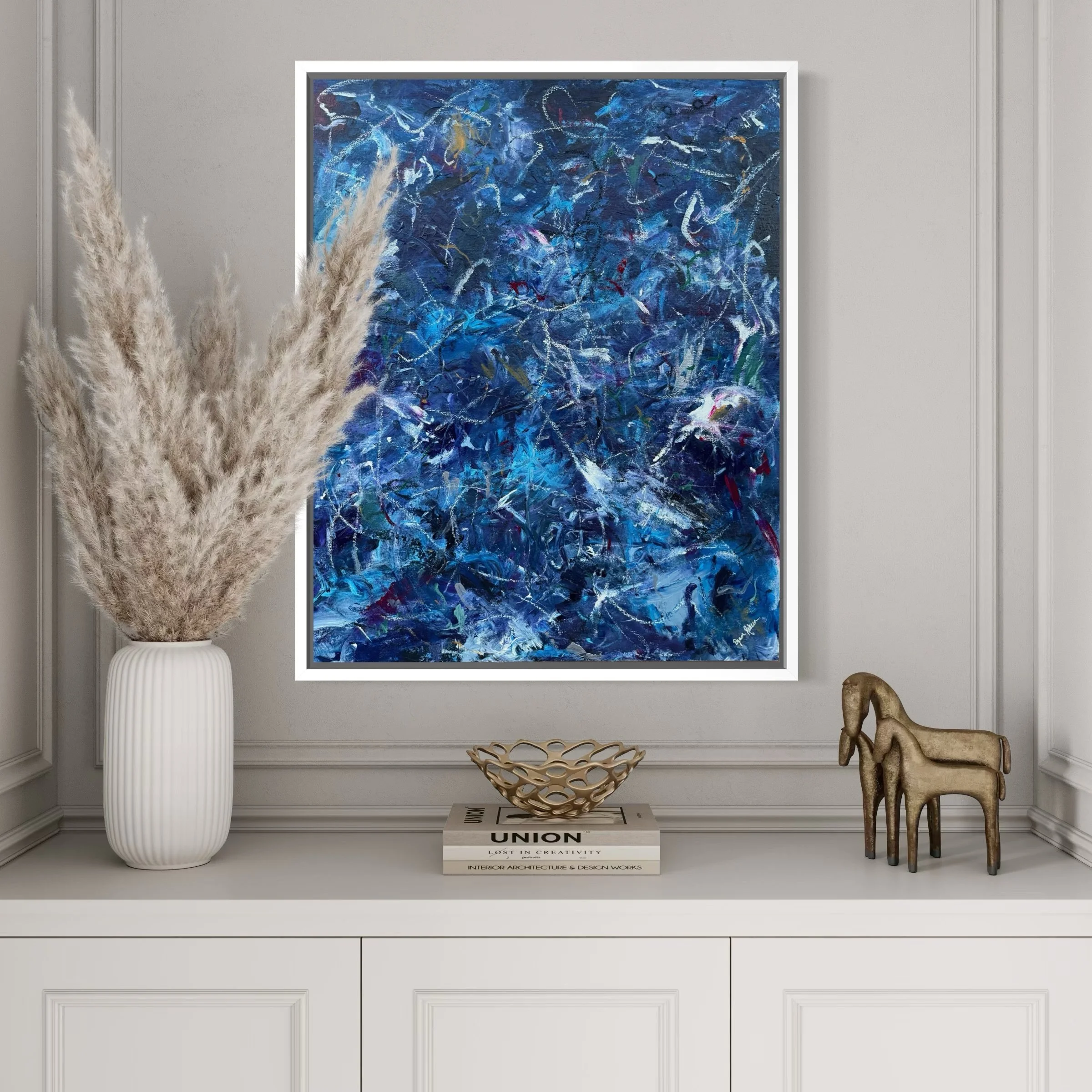 Tropical Winer IV, now available for purchase.

DM if interested. 

30&rdquo; x 24&rdquo;, acrylic, charcoal, and pastel on canvas, white or black floating frame. 

&ldquo;Tropical Winter IV,&rdquo; extends the dialogue between memory and place, blen