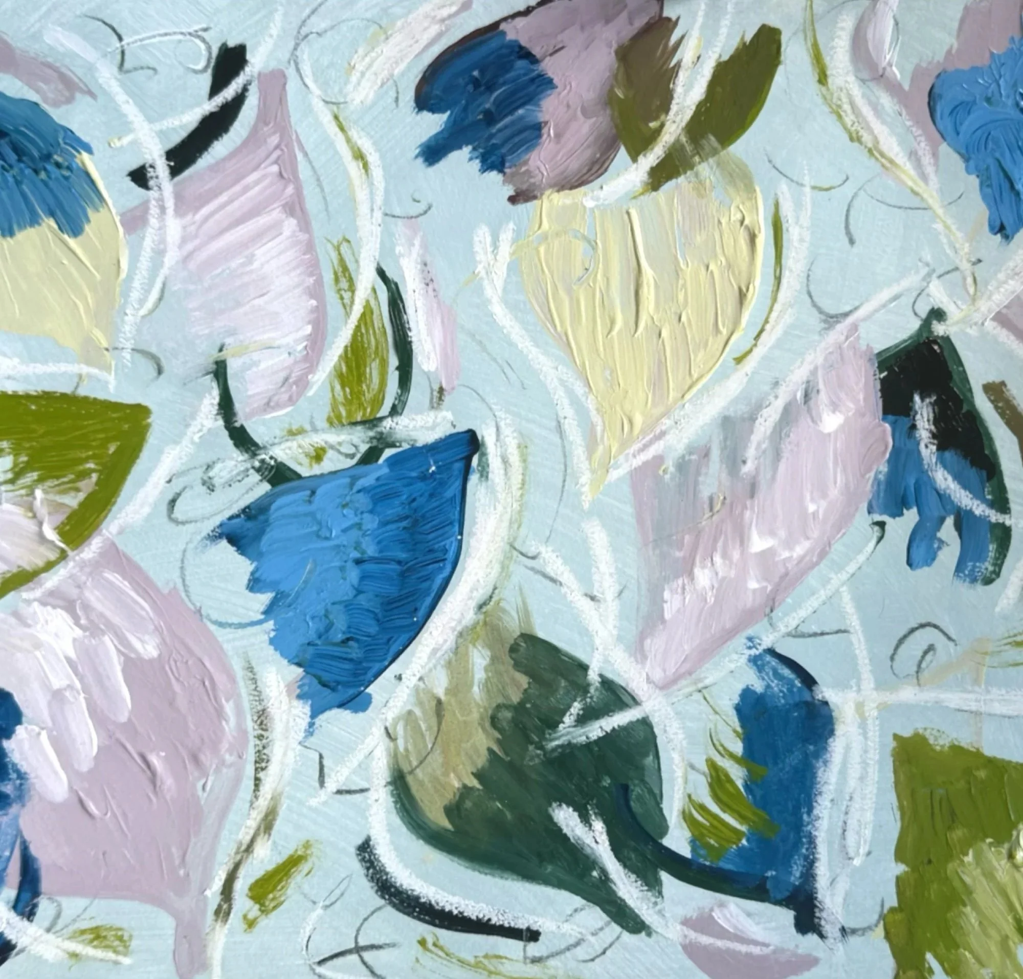 "Spring Petals"
Acrylic & oil pastel on paper, 11 × 14 in.