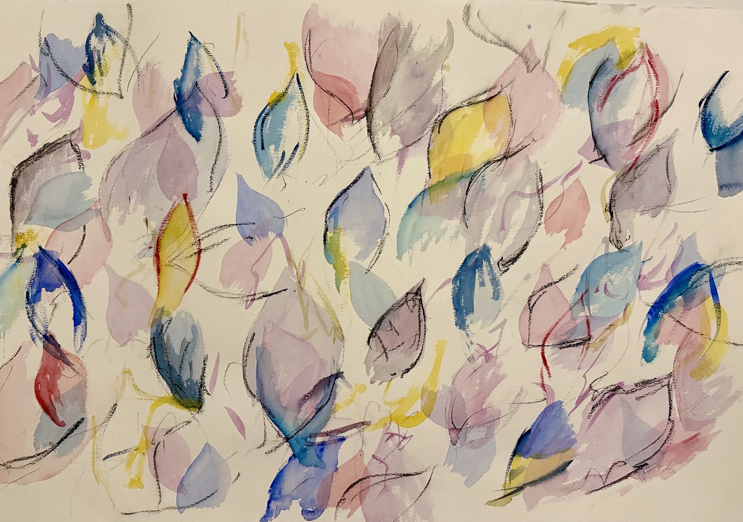 "Soft Petals"
Watercolor and charcoal on paper, 30 × 22 in.