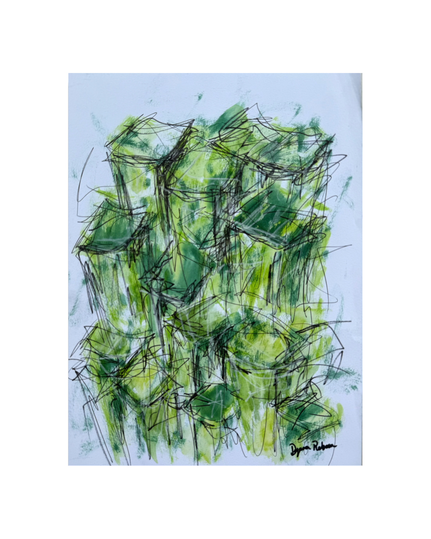 "Dreaming of Grass"
Watercolor pen, ink, and charcoal on paper, 9 × 12 in.