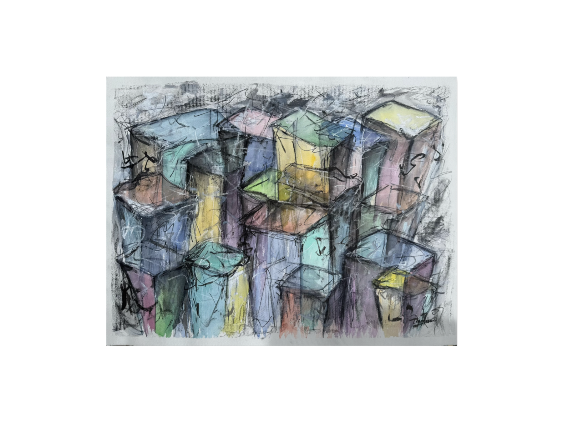 "Lost in the City"
Watercolor, ink, and charcoal on paper, 30 × 22.5 in.