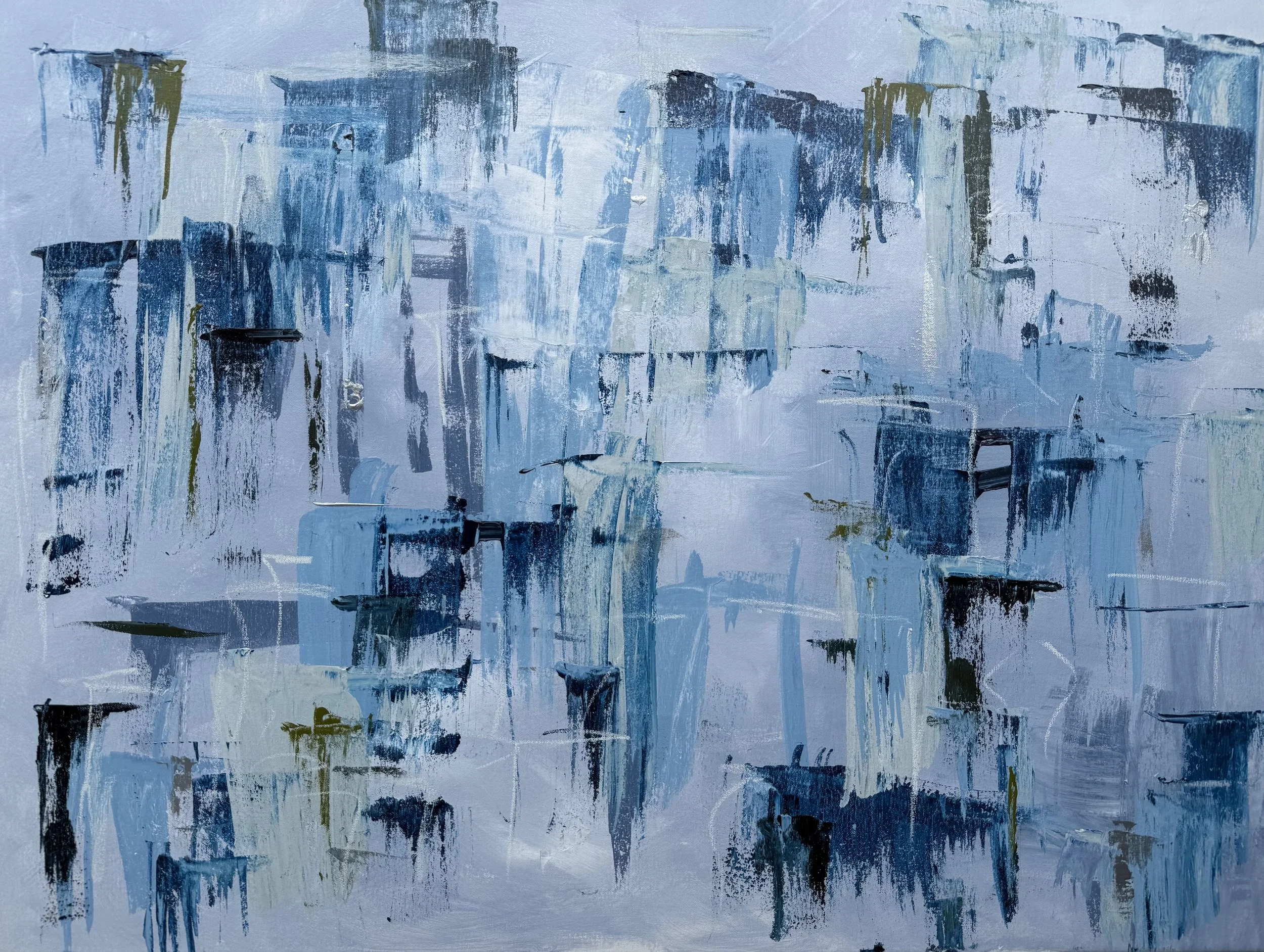"Daydream" Acrylic and oil pastel on canvas, 30 x 40 in.