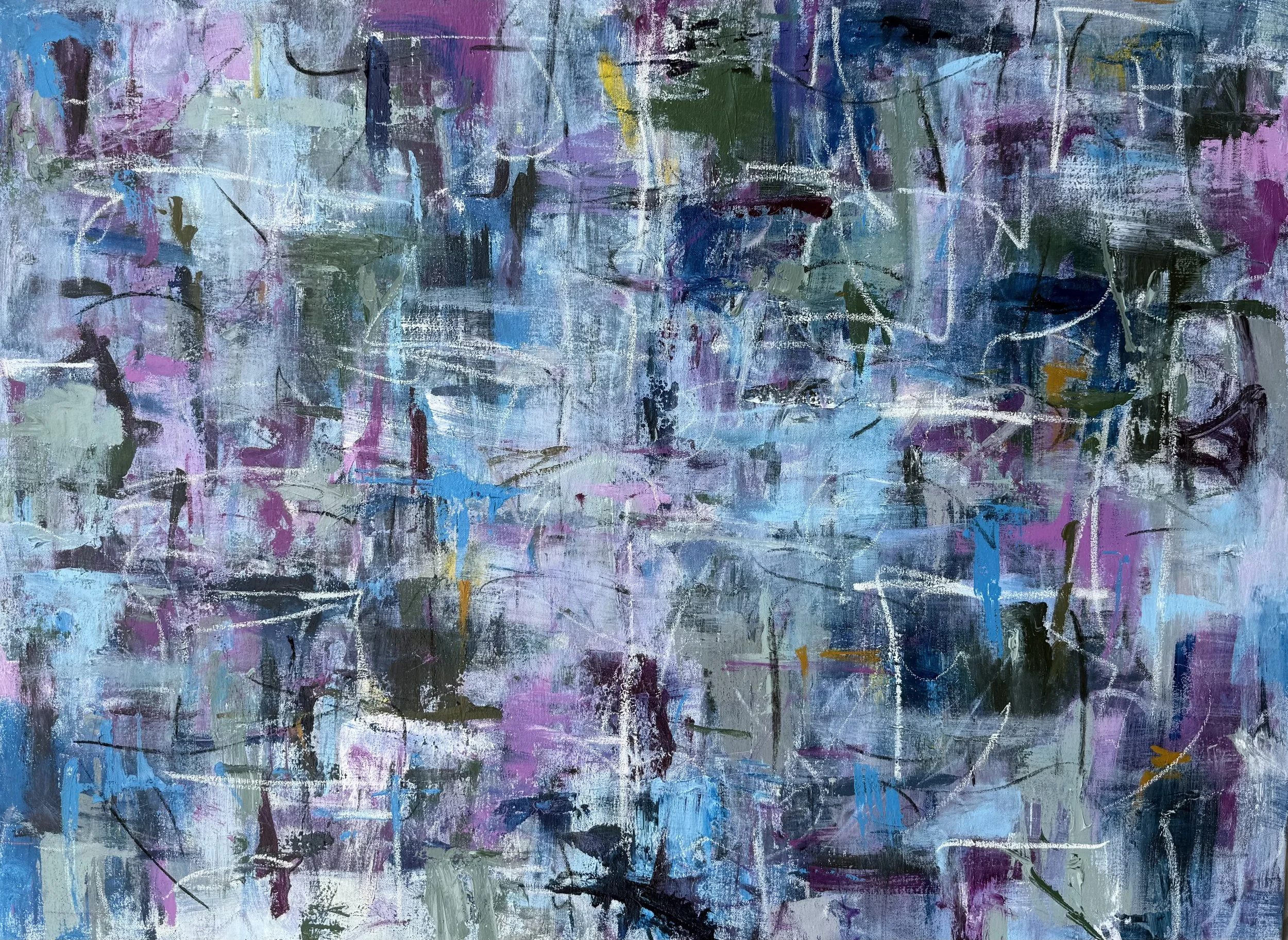 "In a Mood IV" Acrylic and oil pastel on canvas, 30 x 40 in., Selected for Exhibition.
