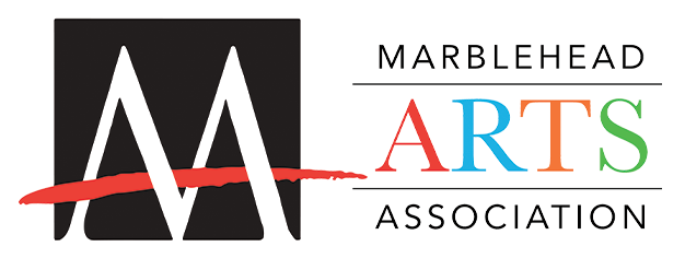 Logo for the Marblehead Arts Association with stylized text and colorful design elements.