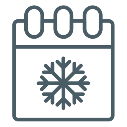 Icon of a calendar with a snowflake in the center.