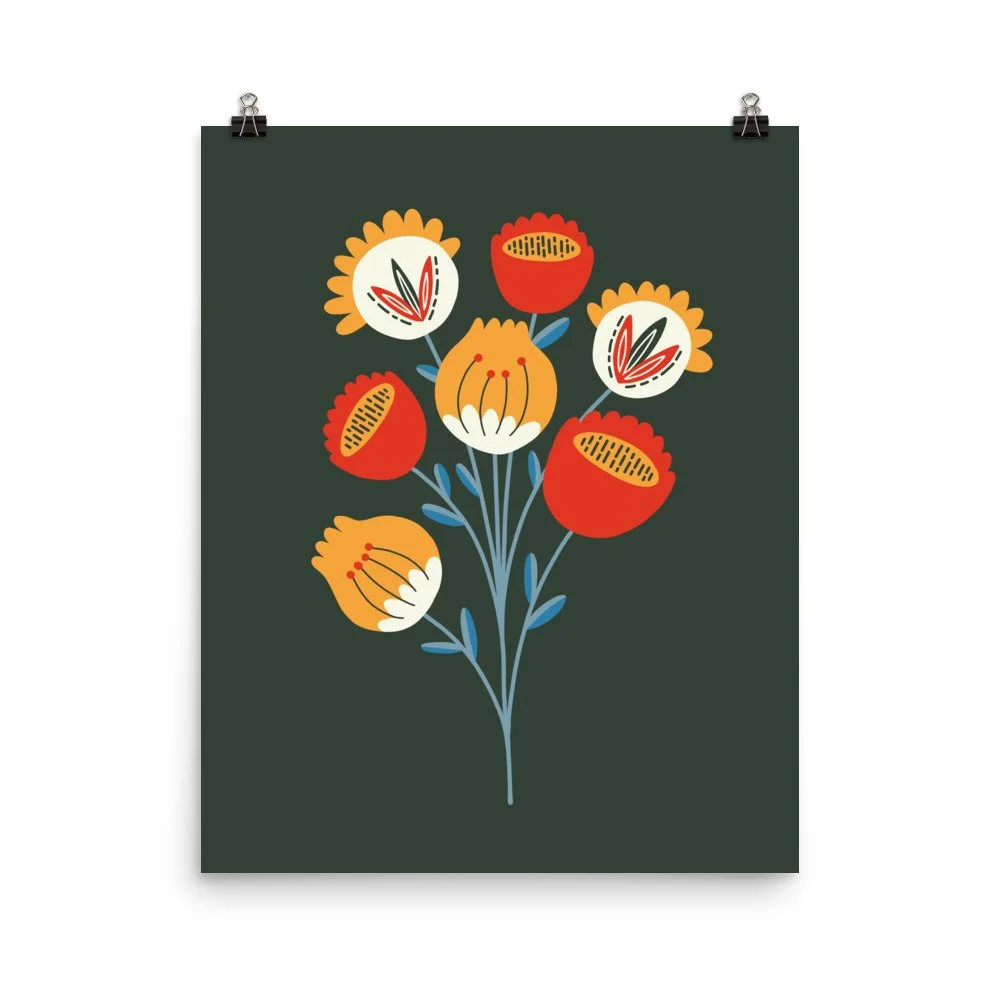 Spiced Wildflowers Premium Art Print