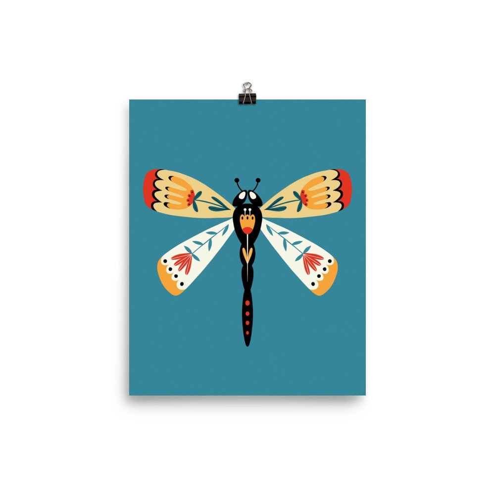 Folk Art Dragonfly Premium Art Print