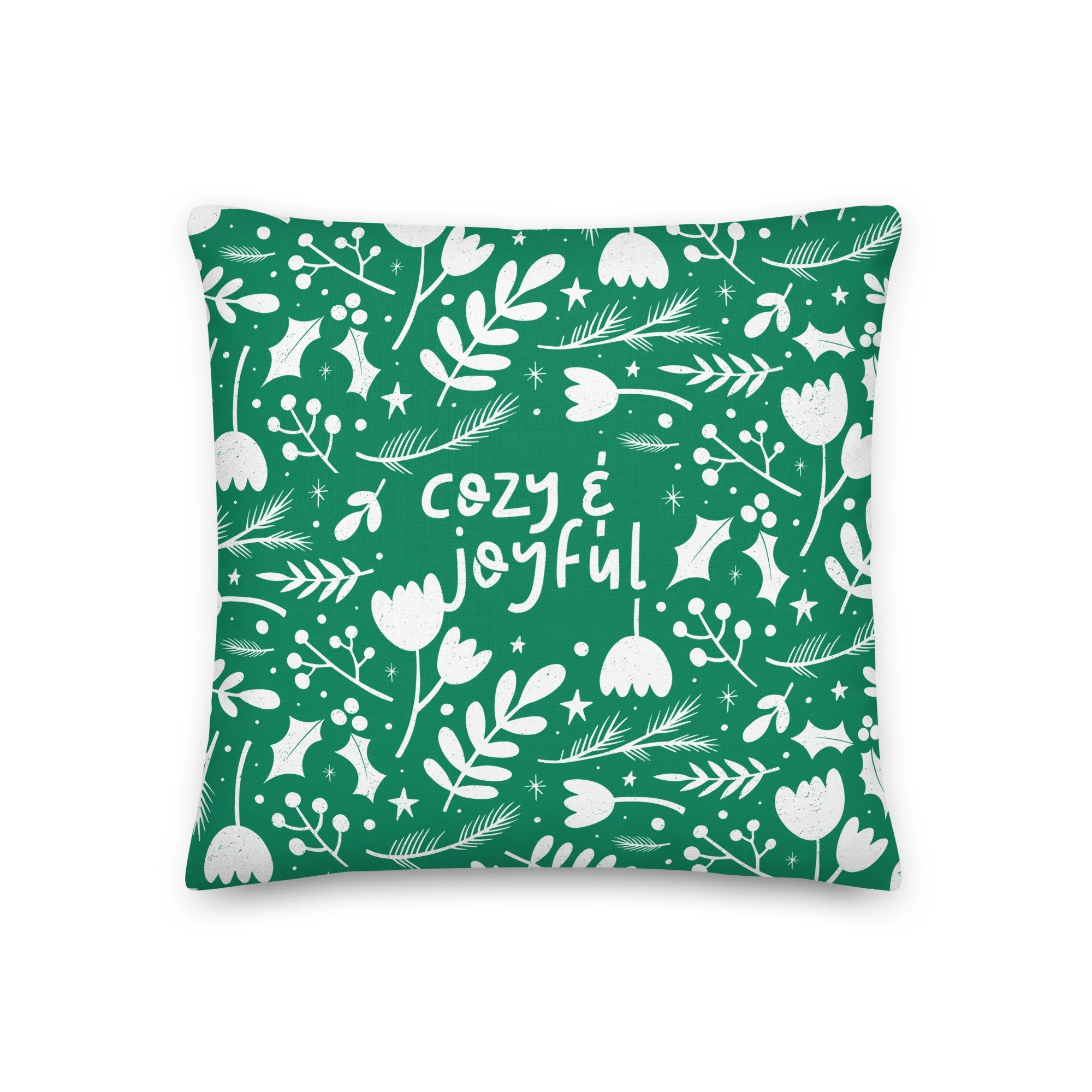 Cozy & Joyful Holiday Pillow – Green