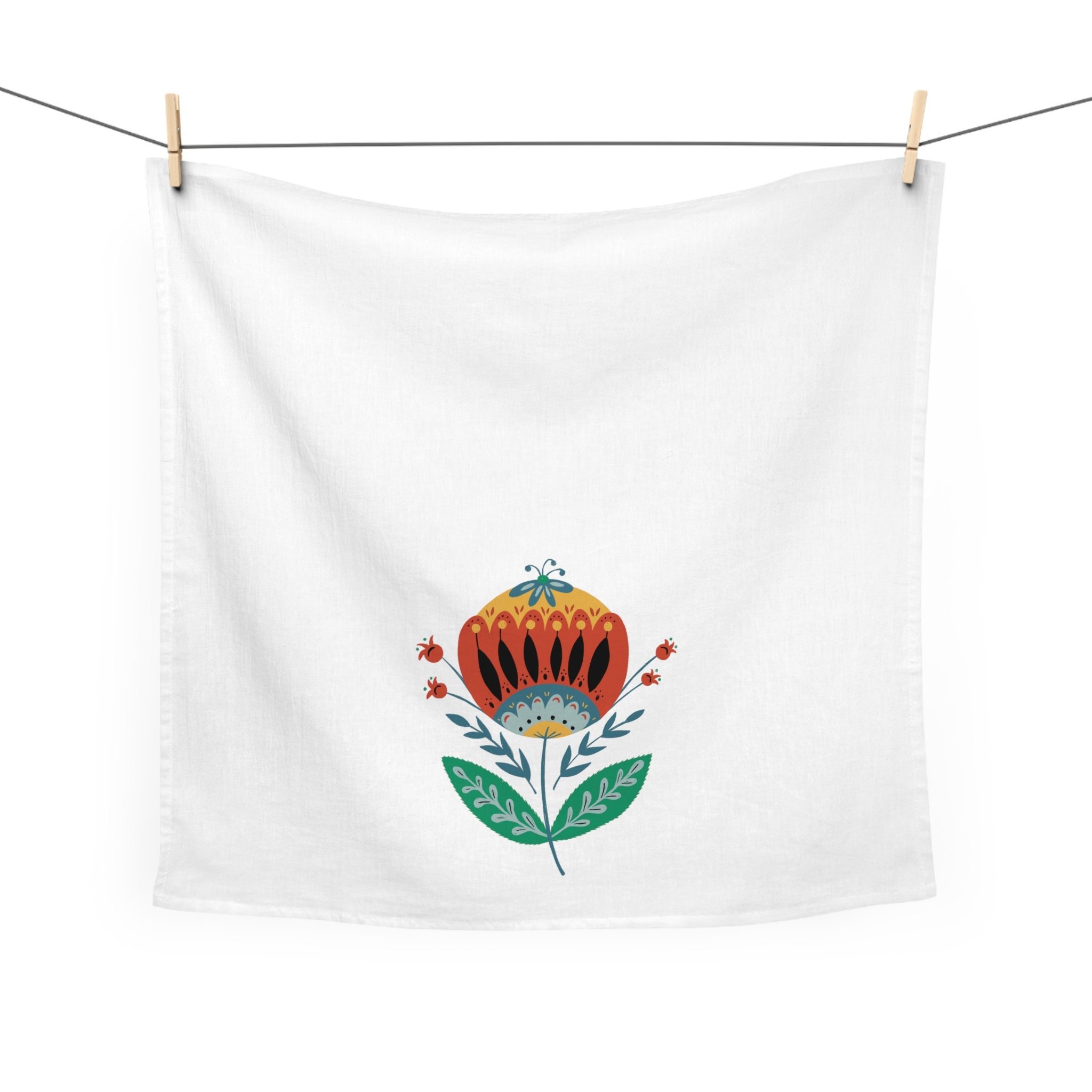 Midnight Meadow Folk Art Flower Tea Towel (1 of 3)