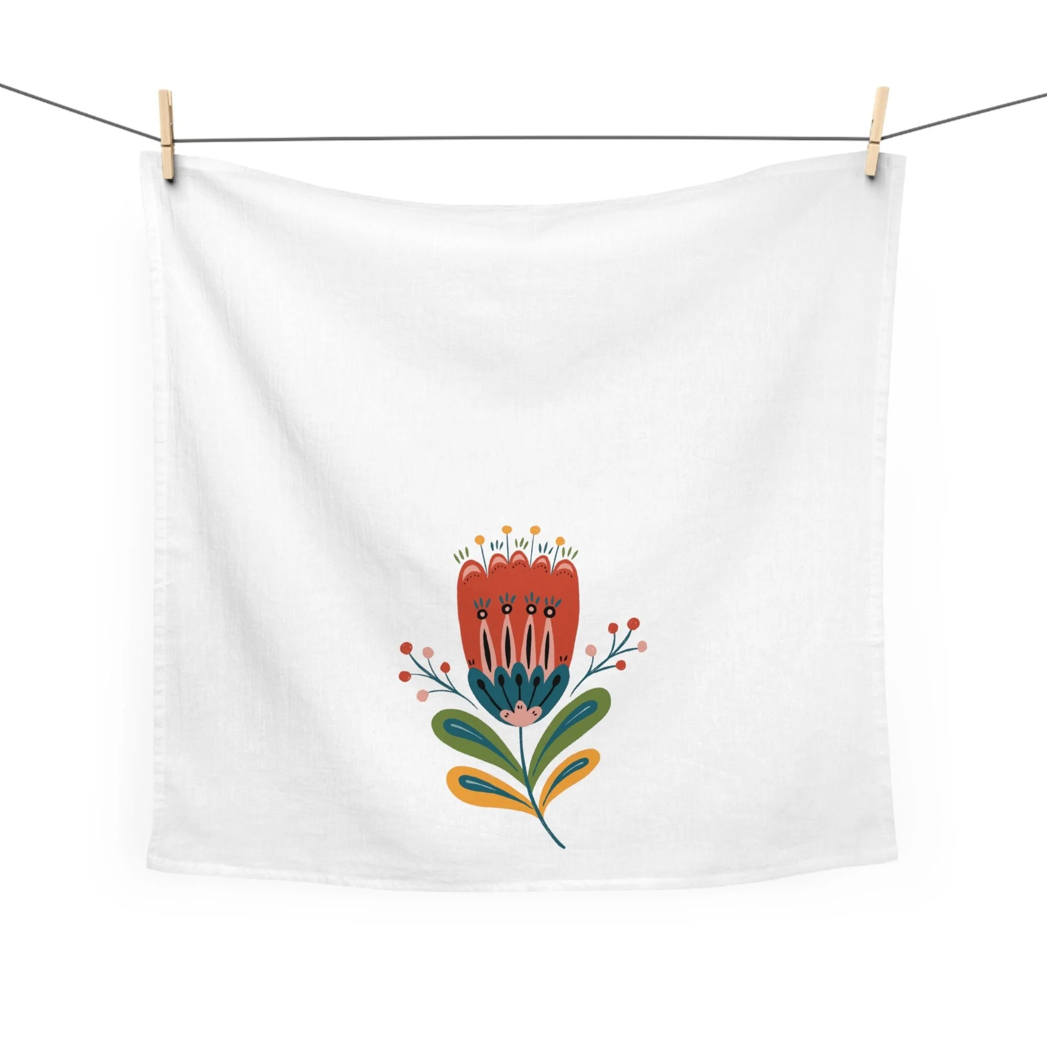 Midnight Meadow Folk Art Flower Tea Towel (2 of 3)