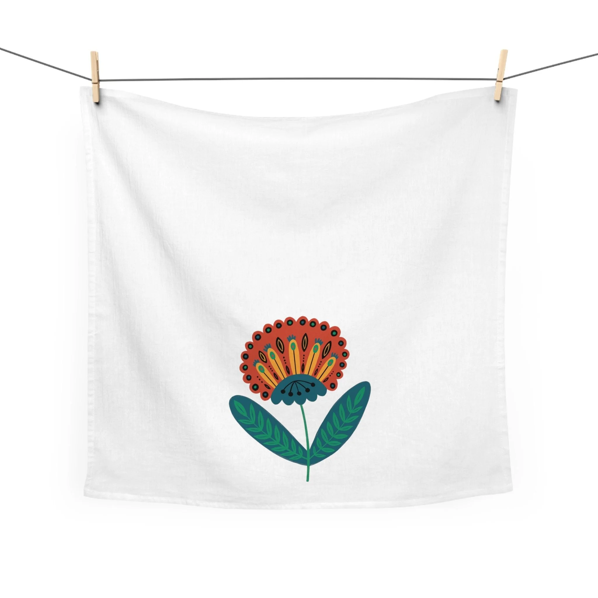 Midnight Meadow Folk Art Flower Tea Towel (3 of 3)