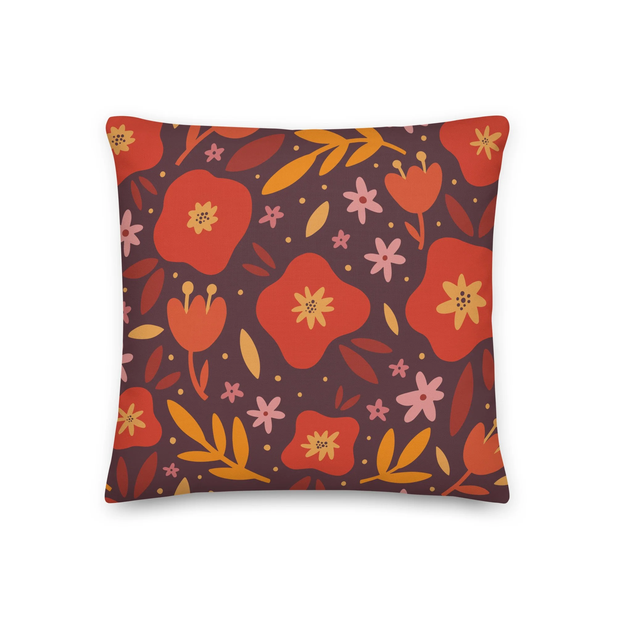 Petals & Pebbles Throw Pillow – Orange