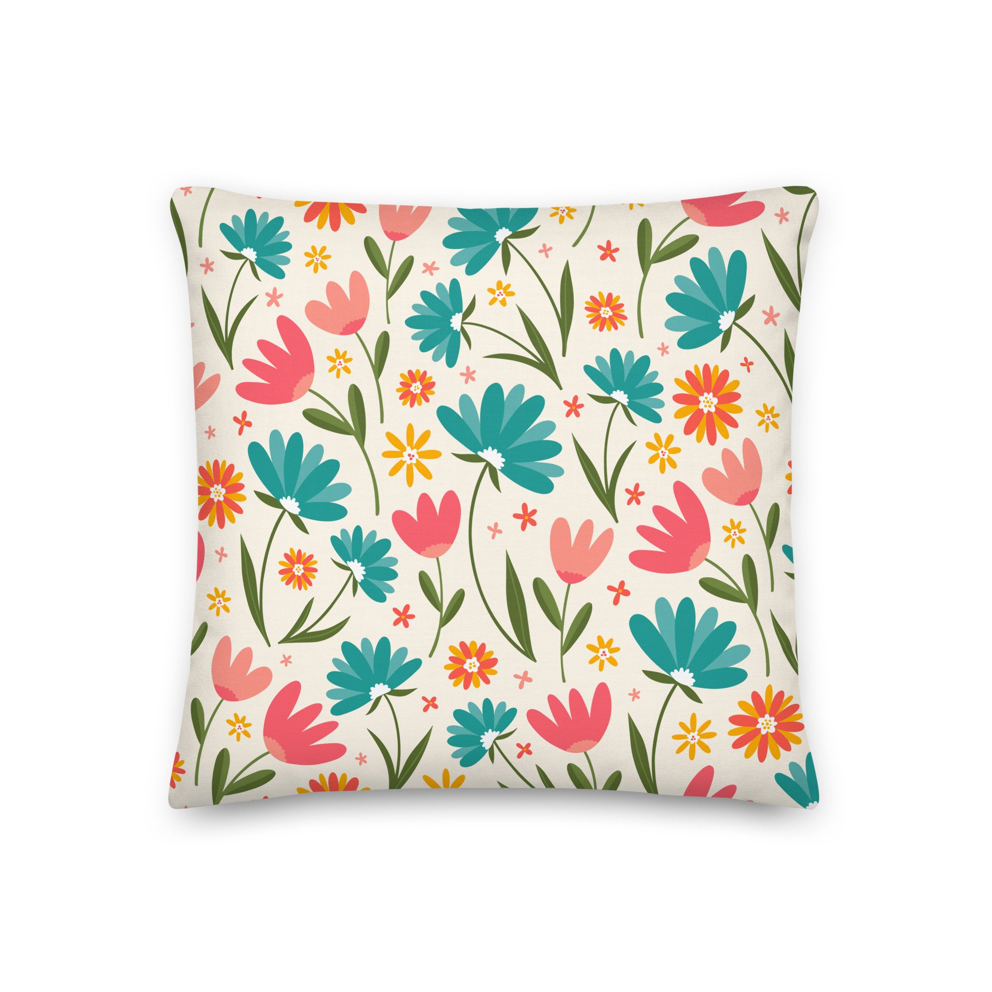Teal Spring Fling Throw Pillow