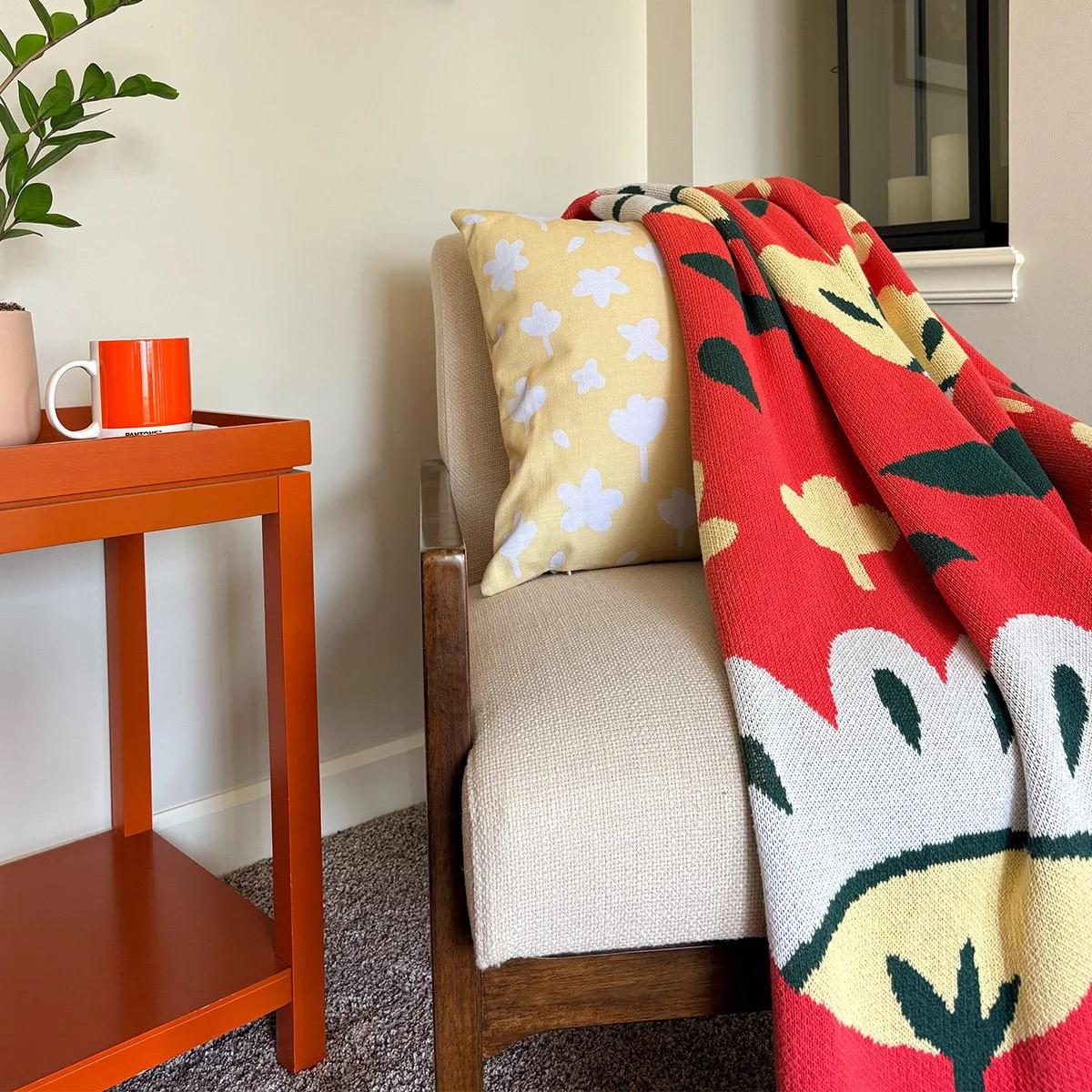 Butter Blossom Knit Throw Blanket