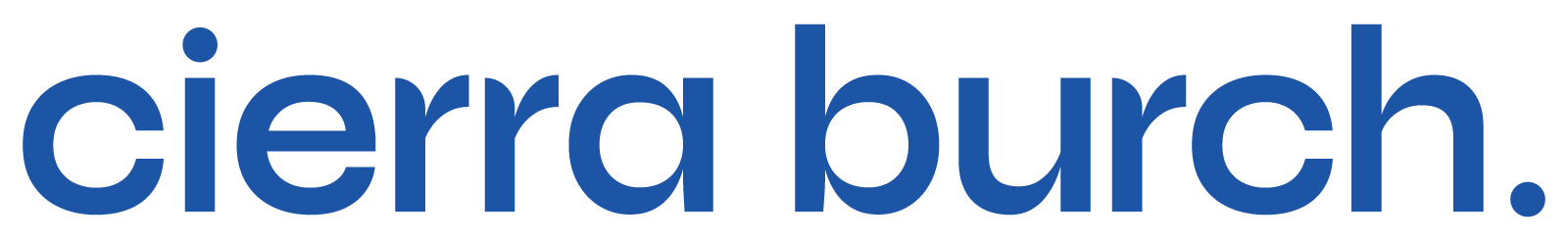Text that reads 'cierra burch' in blue font on a white background.
