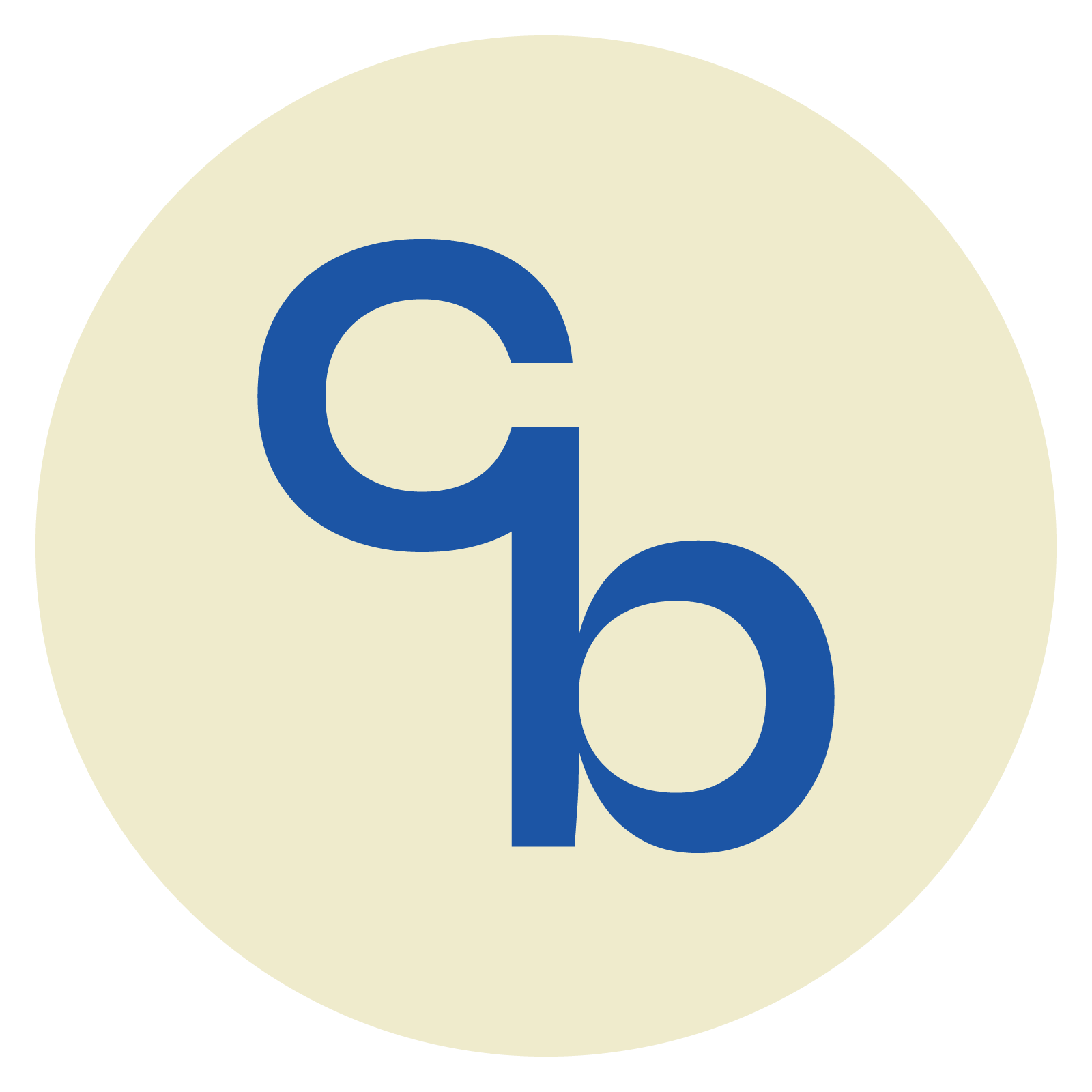 Cierra Burch submark with letters  'C' and 'b' on a beige circle background and black around the circle
