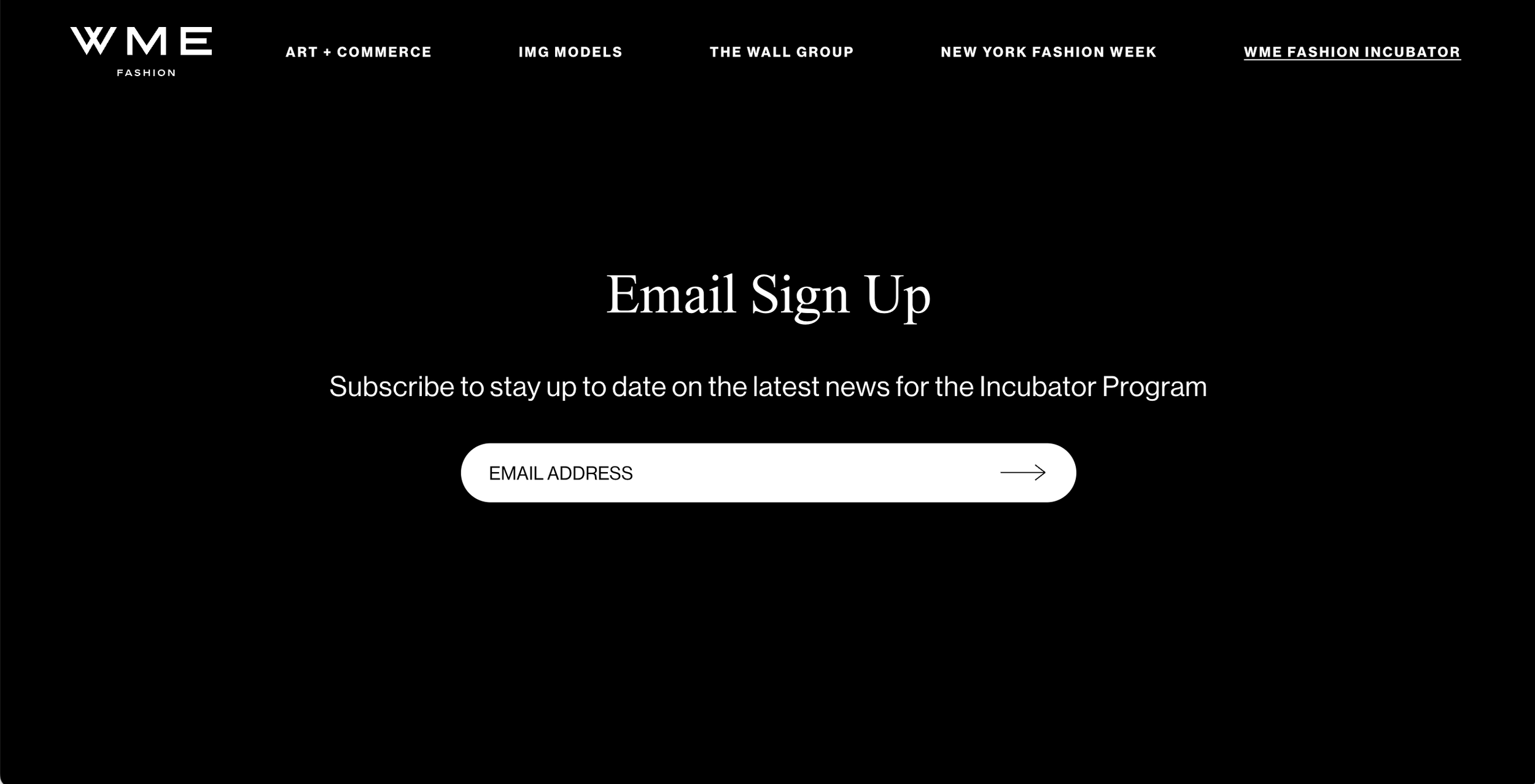 WME Fashion Incubator Program Email CTA