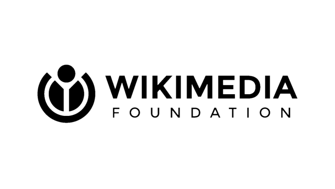 Logo for Wikimedia Foundation, the non-profit host of online collaboration projects like Wikipedia.