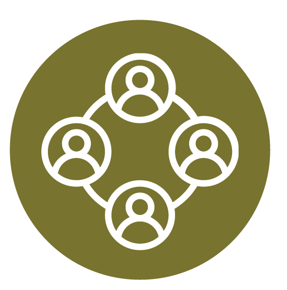 people symbol enclosed in a circle